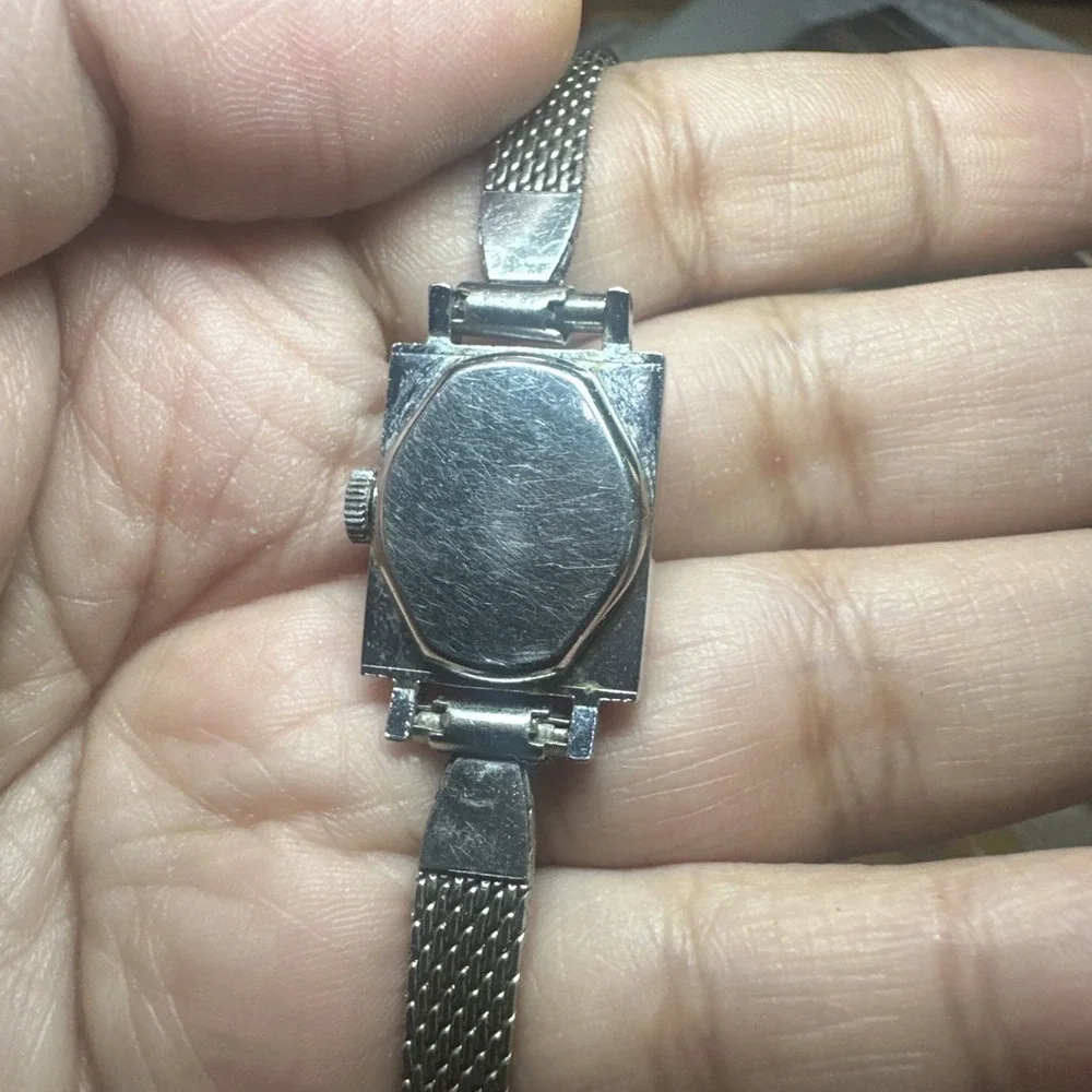Working Vintage Kronotron Swiss Manual Wind Watch Women Silver Mesh 18mm Fit 6.5